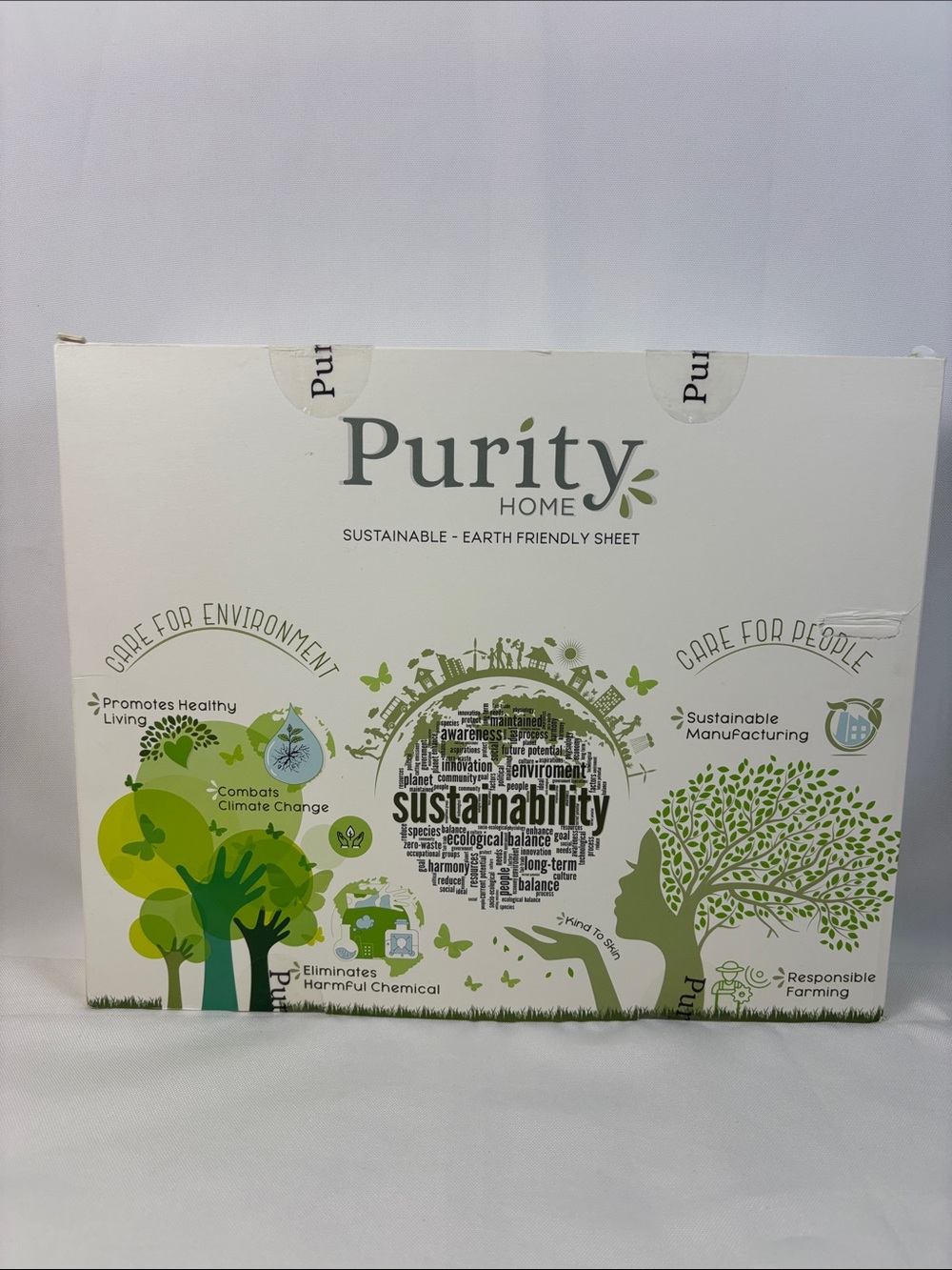 Purity Home Organic Cotton Full Sheet Set- 400 TC - Light Gray- New In box
